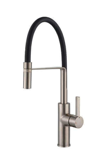 chef square spout 1 handle brushed nickel body black spout 922138922139